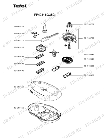 Взрыв-схема кухонного комбайна Tefal FP403160/35C - Схема узла YP003524.2P2