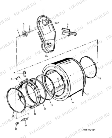 Взрыв-схема стиральной машины Electrolux SATR.120-6 - Схема узла Drum