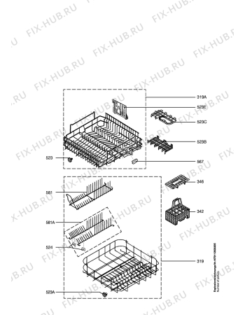 Взрыв-схема посудомоечной машины Electrolux ESI6221W - Схема узла Baskets, tubes 061