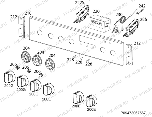 Взрыв-схема плиты (духовки) Zanussi ZCM65301WA - Схема узла Command panel 037