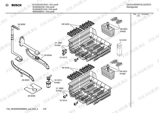 Взрыв-схема посудомоечной машины Bosch B1ESN1601B - Схема узла 06