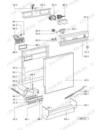 Схема №1 ADL 863/2 WH с изображением Прерыватель для посудомоечной машины Whirlpool 481228228228