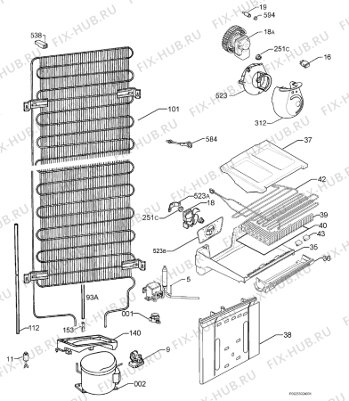 Взрыв-схема холодильника Zanussi ZNB38NVD - Схема узла Cooling system 017