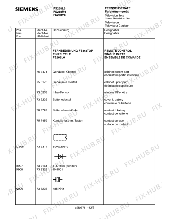 Схема №1 FS268V6 с изображением Инструкция по эксплуатации для телевизора Siemens 00531023