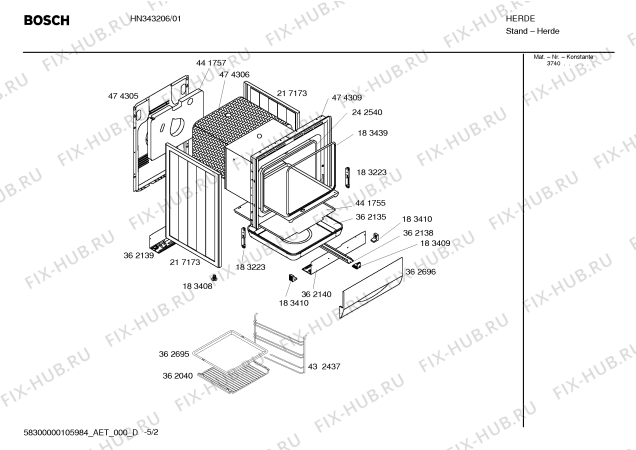 Взрыв-схема плиты (духовки) Siemens HN343206 - Схема узла 02