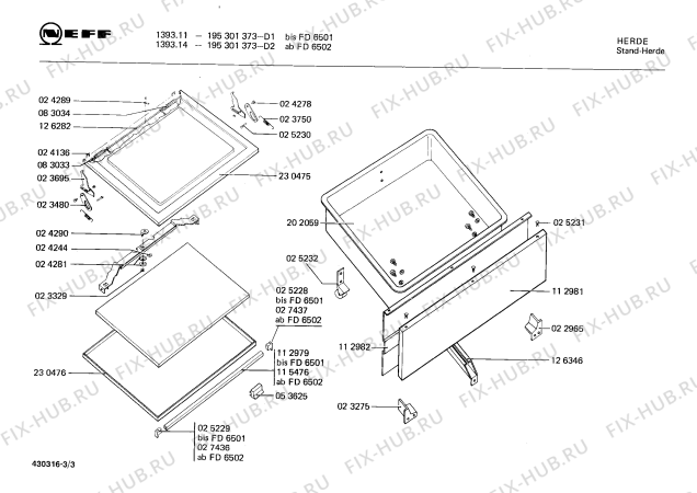 Взрыв-схема плиты (духовки) Neff 195301373 1393.14 - Схема узла 03