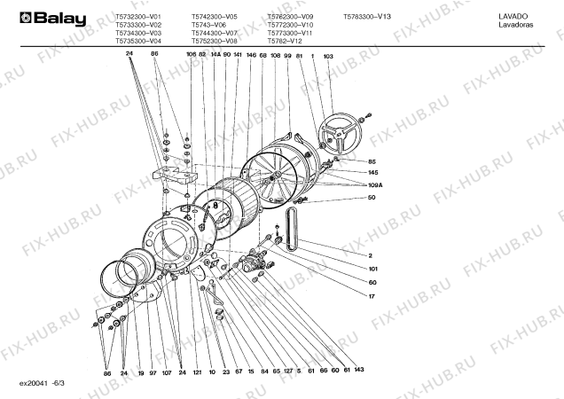Взрыв-схема стиральной машины Balay T5743 - Схема узла 03