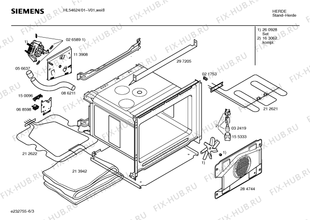 Схема №2 HS33623 с изображением Панель управления для плиты (духовки) Siemens 00297252