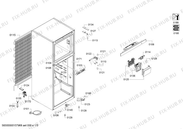 Схема №2 KD33EAI40 с изображением Дверь морозильной камеры для холодильника Siemens 00713953