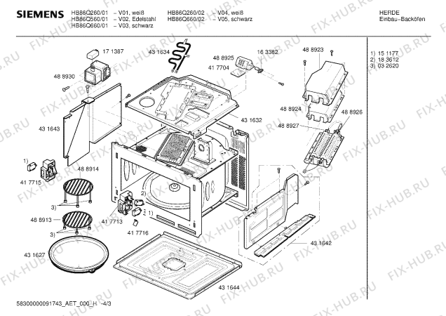 Взрыв-схема плиты (духовки) Siemens HB86Q560 - Схема узла 03