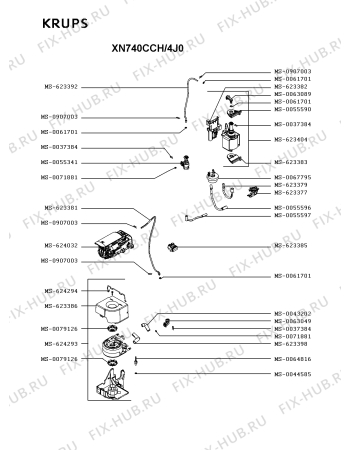 Взрыв-схема кофеварки (кофемашины) Krups XN740CCH/4J0 - Схема узла FP005498.7P2