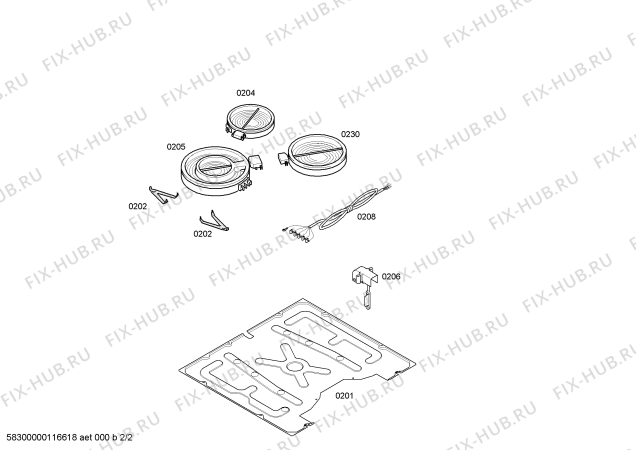 Схема №2 4ET613LP с изображением Стеклокерамика для плиты (духовки) Bosch 00476688