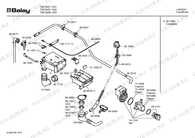 Взрыв-схема стиральной машины Balay T8218 SIWAMAT XL 53211 - Схема узла 04