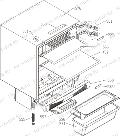 Схема №1 RIU6158W (395858, HPI1566) с изображением Крышечка для холодильной камеры Gorenje 398232