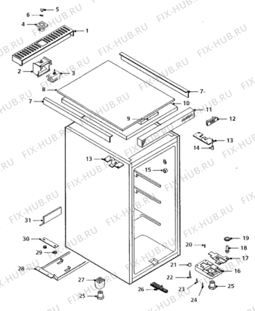 Взрыв-схема холодильника Quelle QF4 - Схема узла Cabinet + armatures