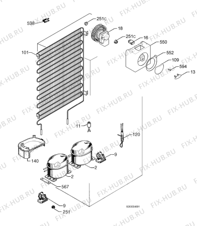 Взрыв-схема холодильника Zanussi ZD25/6DS3 - Схема узла Cooling system 017