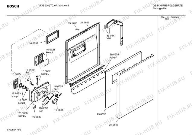 Взрыв-схема посудомоечной машины Bosch SGS5302TC - Схема узла 02