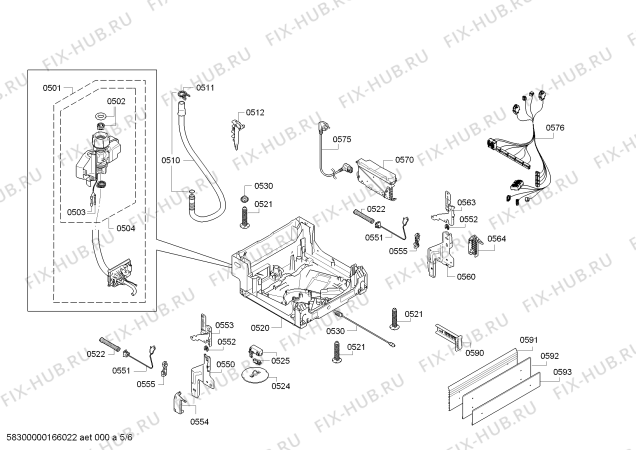 Взрыв-схема посудомоечной машины Bosch SPU85M15DE Exclusiv, Made in Germany - Схема узла 05