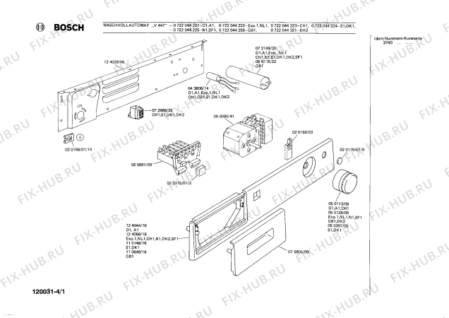 Схема №2 0722044224 V447 с изображением Переключатель для стиралки Bosch 00050297