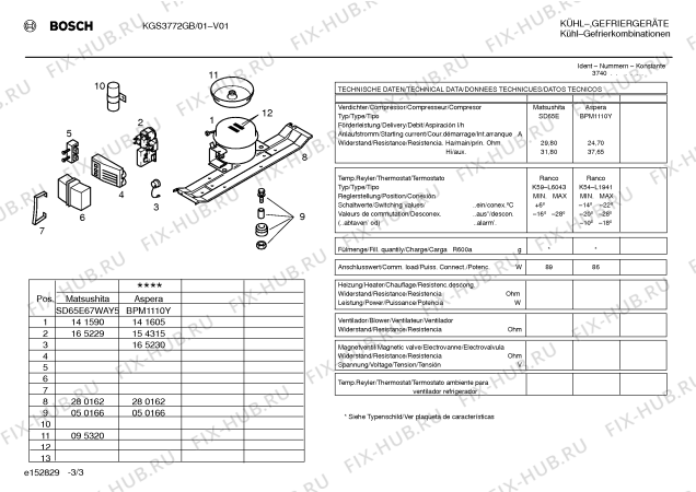 Взрыв-схема холодильника Bosch KGS3772GB - Схема узла 03