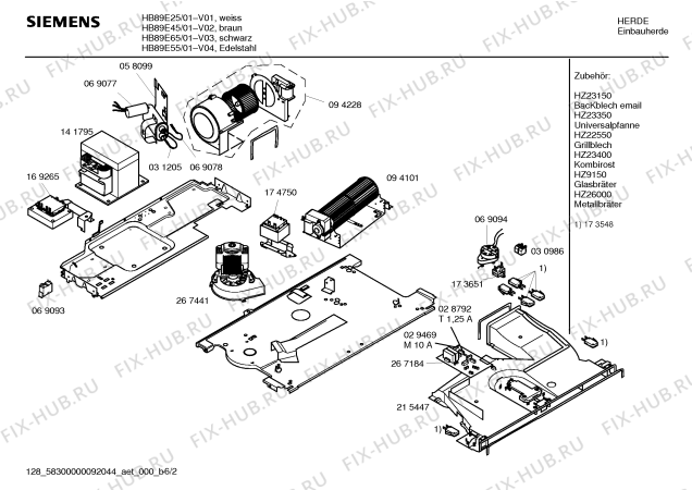 Взрыв-схема плиты (духовки) Siemens HB89E25 - Схема узла 02
