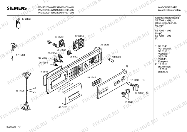 Схема №2 WM23200BY SIEMENS SIWAMAT 2320 с изображением Инструкция по эксплуатации для стиральной машины Siemens 00527384