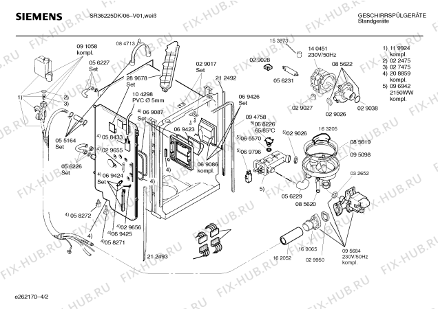 Взрыв-схема посудомоечной машины Siemens SR36225DK - Схема узла 02