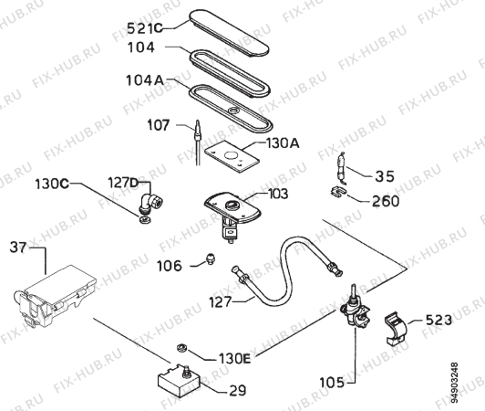 Взрыв-схема плиты (духовки) Rex PXF1PV - Схема узла Functional parts 267