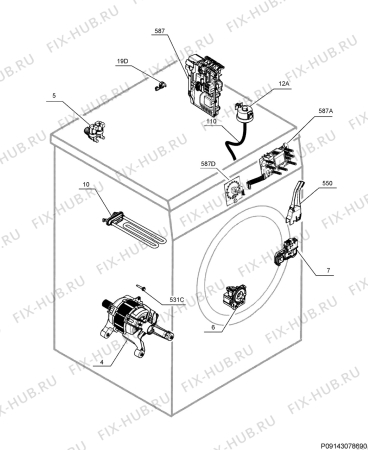 Взрыв-схема стиральной машины Electrolux EWP11062TW - Схема узла Electrical equipment 268