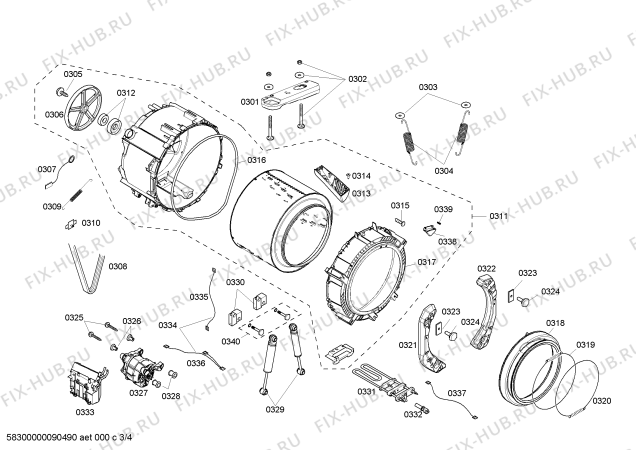 Схема №1 WFMC3200MX Nexxt с изображением Манжета люка для стиральной машины Bosch 00243834