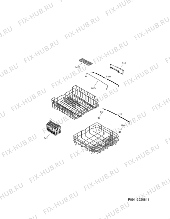 Взрыв-схема посудомоечной машины Electrolux TTC1004 - Схема узла Basket 160