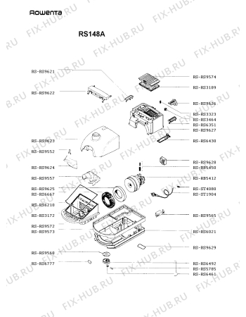 Взрыв-схема пылесоса Rowenta RS148A - Схема узла RS148A__.FR1