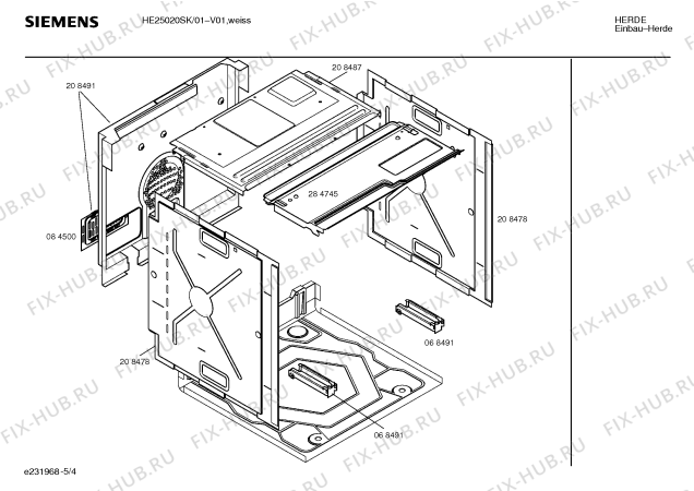 Взрыв-схема плиты (духовки) Siemens HE25020SK - Схема узла 04