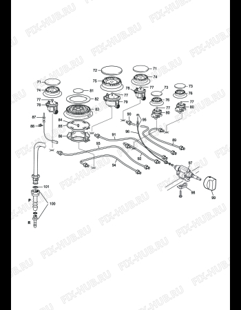 Взрыв-схема плиты (духовки) DELONGHI PGX 166 GHI - Схема узла 3