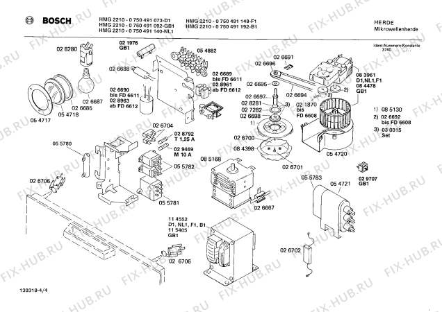 Взрыв-схема микроволновой печи Bosch 0750491073 HMG2210 - Схема узла 04