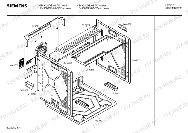 Взрыв-схема плиты (духовки) Siemens HB49060GB - Схема узла 04