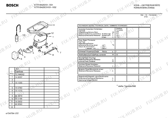 Взрыв-схема холодильника Bosch KTR18420 - Схема узла 02