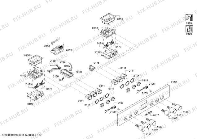 Схема №1 P1HEB64256 с изображением Панель управления для плиты (духовки) Bosch 00749346