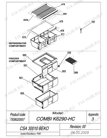 Схема №2 BEKO CSA 30010 (7508020007) с изображением Электрокомпрессор для холодильника Beko 4589410200