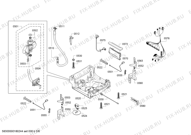 Схема №1 SR55E503EU с изображением Передняя панель для электропосудомоечной машины Siemens 00706818