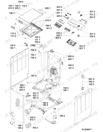 Схема №1 WMT ECOSTAR 6Z BW с изображением Блок управления для стиралки Whirlpool 481010593856