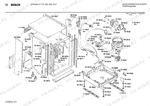 Схема №1 0731302500 SPI5320 с изображением Панель для электропосудомоечной машины Bosch 00118409
