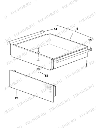 Взрыв-схема плиты (духовки) Electrolux EBSL6W+HF - Схема узла Tray