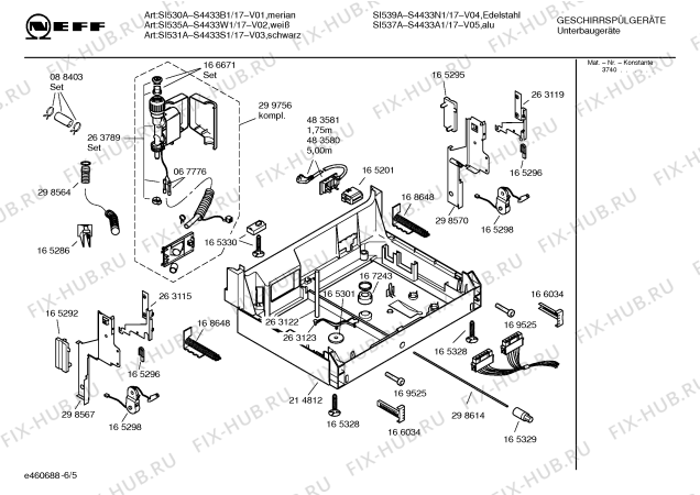 Взрыв-схема посудомоечной машины Neff S4433W1 Art.SI535A - Схема узла 05