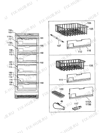 Взрыв-схема холодильника Electrolux EU2716C - Схема узла Internal parts