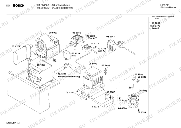 Взрыв-схема плиты (духовки) Bosch HEE6882 - Схема узла 04