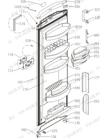 Схема №1 R6181TX (445050, HKS3666EF) с изображением Дверка для холодильника Gorenje 448528