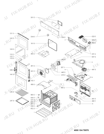 Схема №1 AKP 464/IX с изображением Обшивка для плиты (духовки) Whirlpool 481010413918