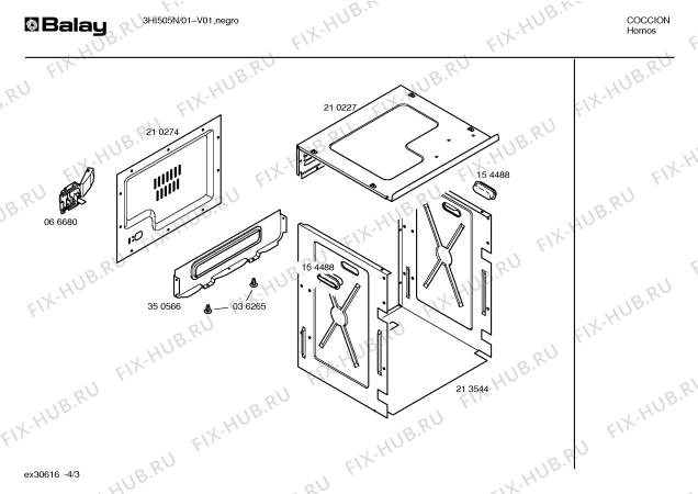 Взрыв-схема плиты (духовки) Balay 3HI505N - Схема узла 03