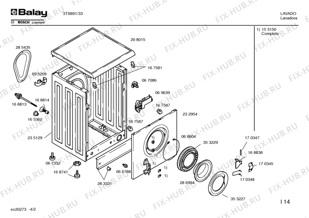Схема №1 3TS891 с изображением Панель управления для стиральной машины Bosch 00354288